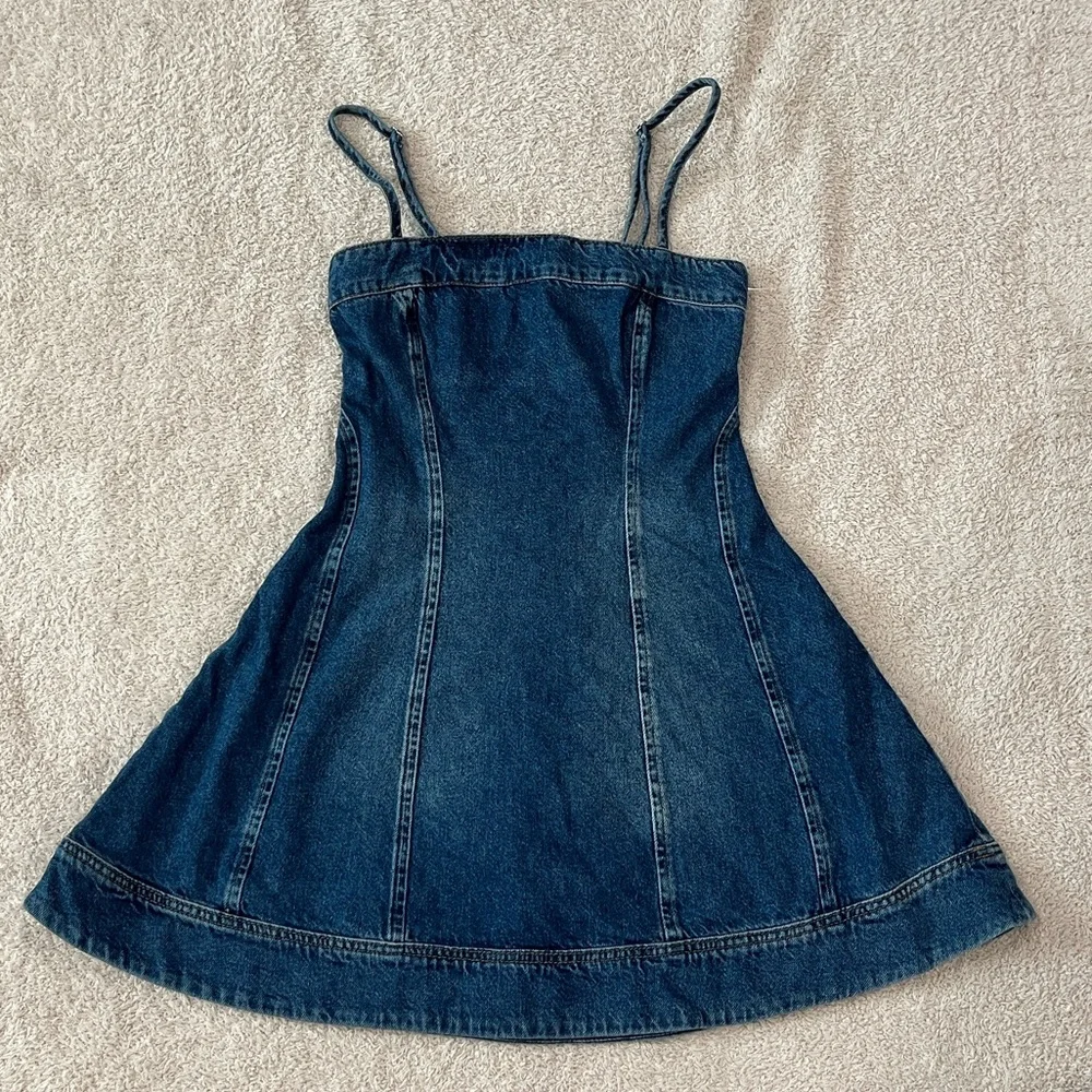 NEW Reformation Elma Denim Mini Dress Size 2 - Picture 6 of 11